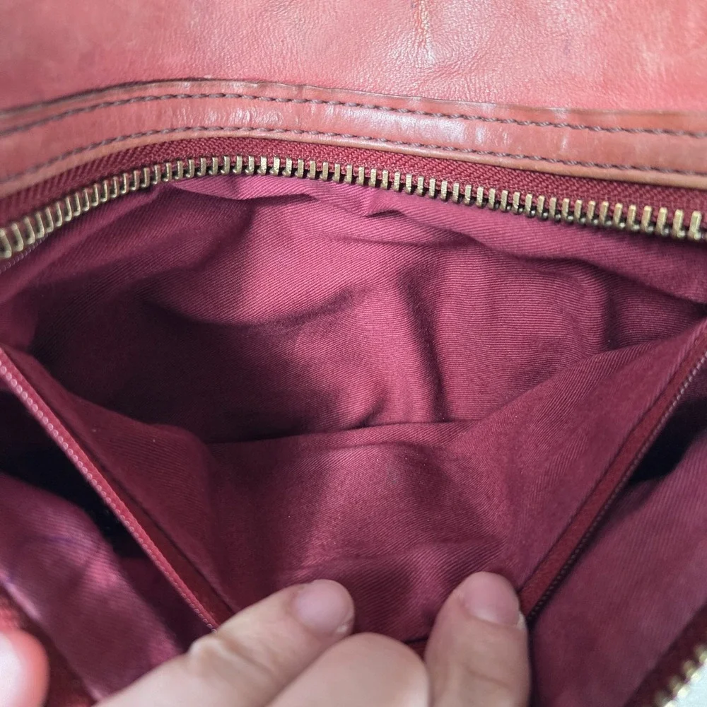 Fossil Brown Leather Crossbody Bag Organizer Pocket Zip Top Purse‎